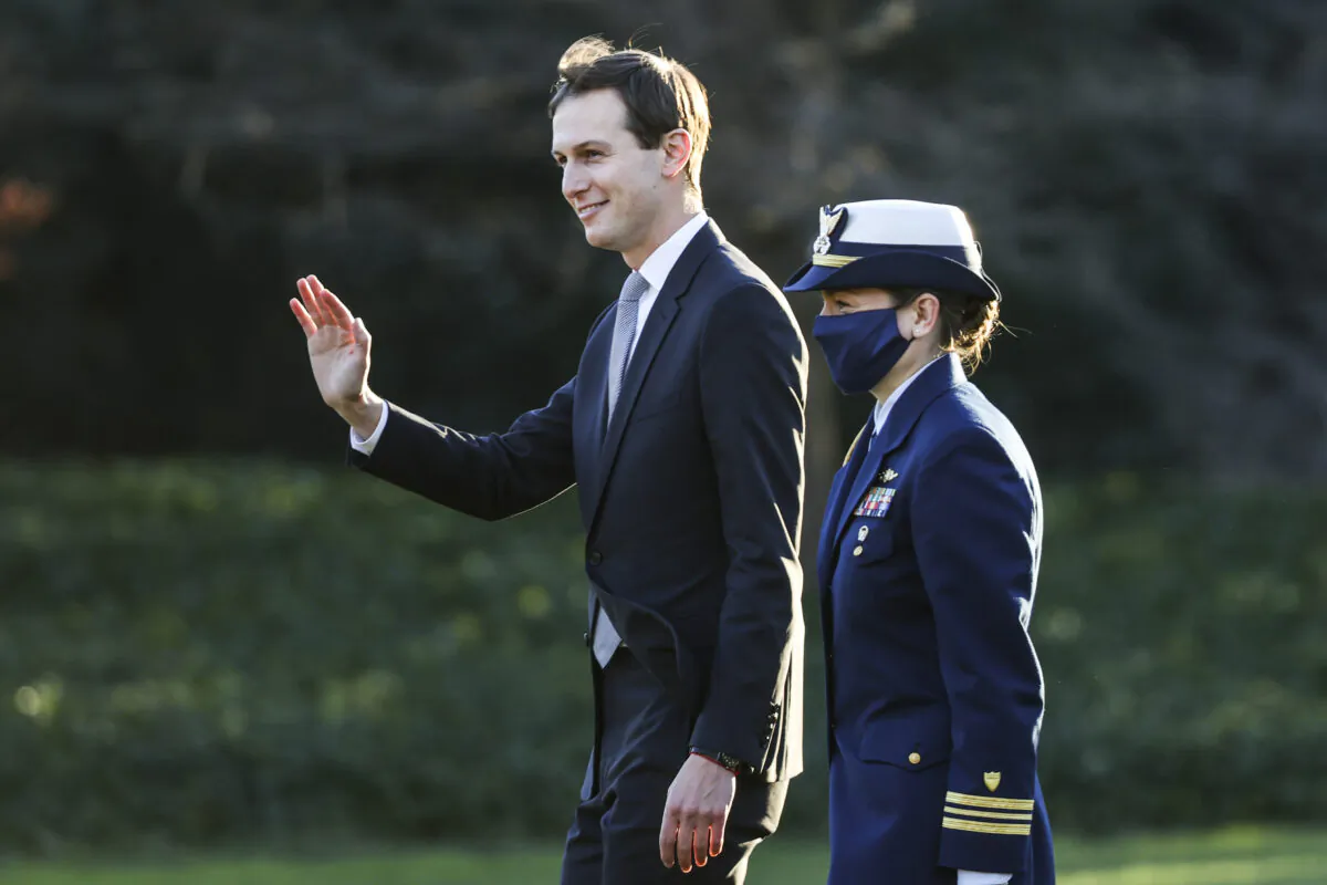 Senior adviser to the president Jared Kushner walks on the south lawn of the White House to board Marine One on Dec. 23, 2020. (Tasos Katopodis/Getty Images)