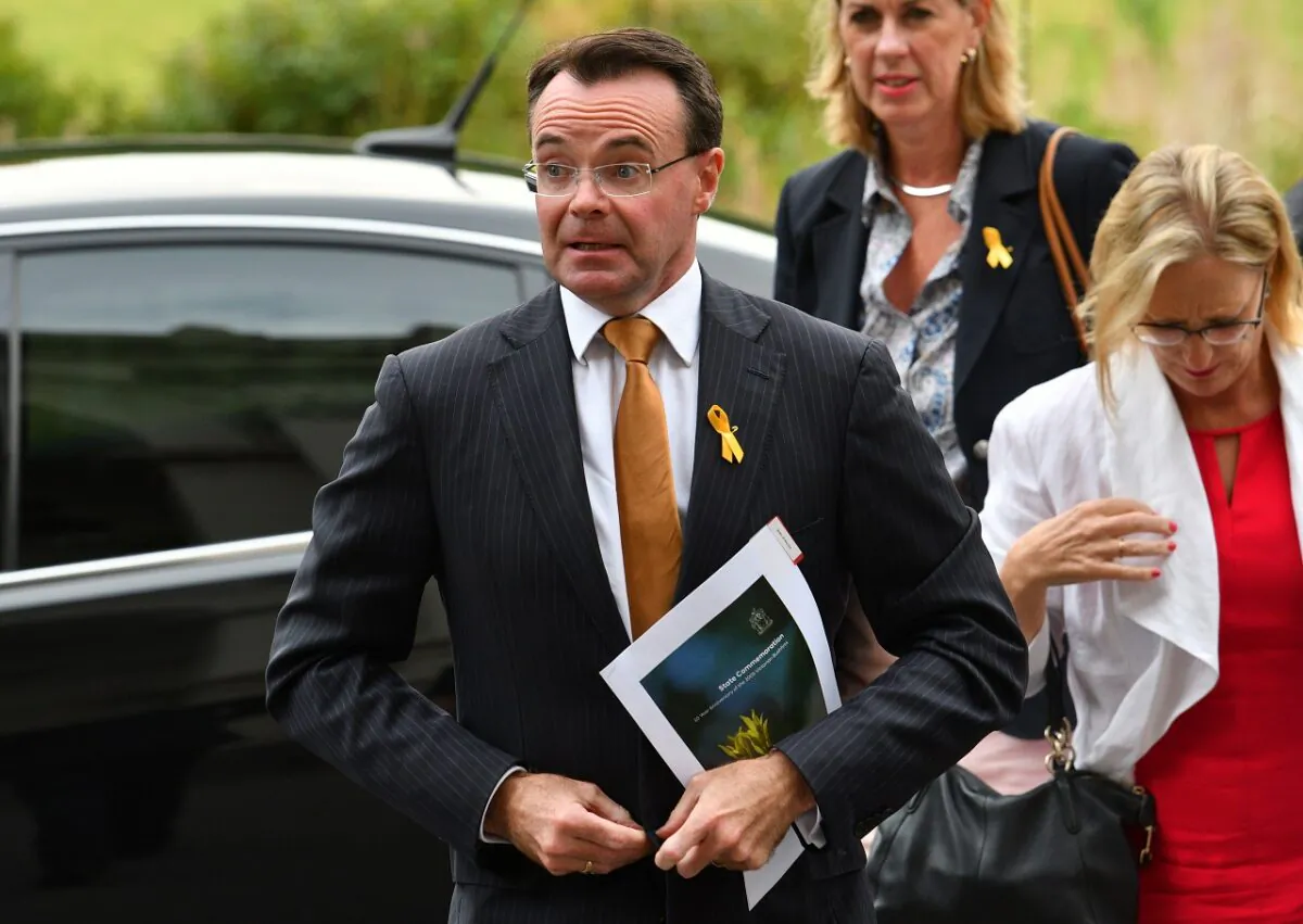 Leader of the Liberal Party Michael O'Brien arrives during the State Commemoration for the 10 year anniversary of the 2009 Victorian bushfires in Melbourne, Australia, on Feb. 4, 2019. (Vince Caligiuri/Getty Images)