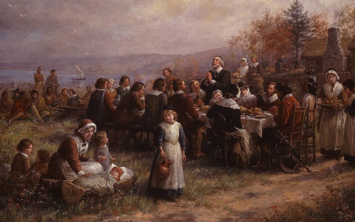 "Thanksgiving at Plymouth" by Jennie Augusta Brownscombe, (1925). (Public domain)