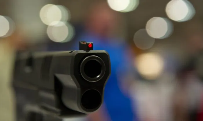 A semi-automatic handgun is displayed in a file photograph. (Karen Bleier/AFP via Getty Images)