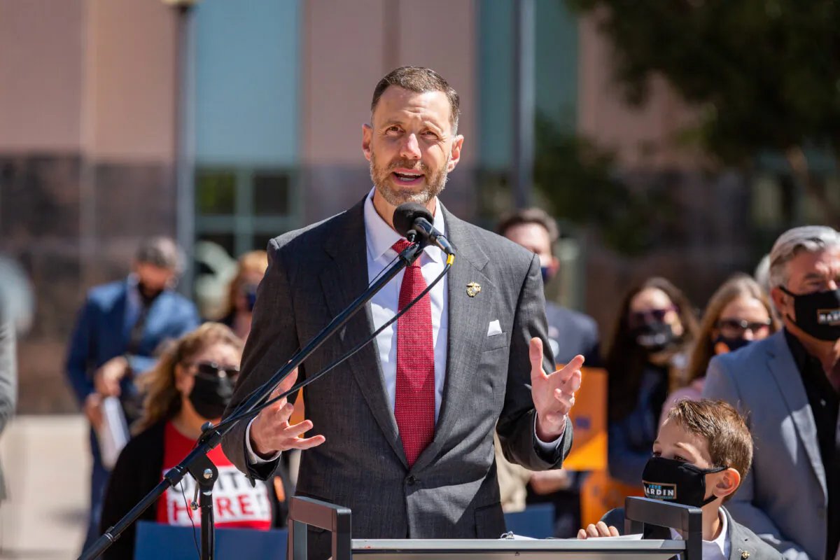 Peter Hardin said March 16, 2021 that he plans to run against current Orange County District Attorney Todd Spitzer in the 2022 election. (John Fredricks/The Epoch Times)