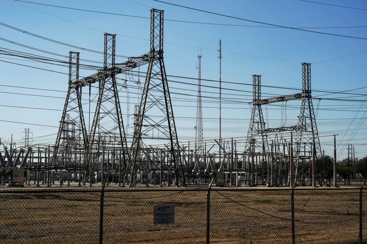 An electrical substation is seen after winter weather caused electricity blackouts in Houston, Texas, on Feb. 20, 2021. (Go Nakamura/Reuters)
