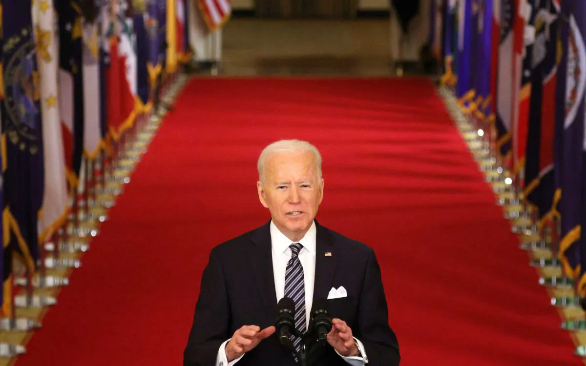 President Joe Biden delivers an address to the nation from the East Room of the White House in Washington on March 11, 2021. (Alex Wong/Getty Images)