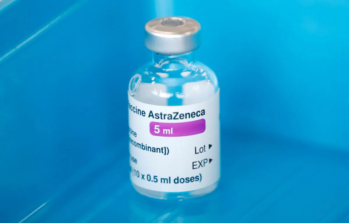 A vial of the Oxford-AstraZeneca COVID-19 vaccine is seen at Basingstoke Fire Station, in Basingstoke, Britain, on Feb. 4, 2021. (Peter Cziborra/Reuters)