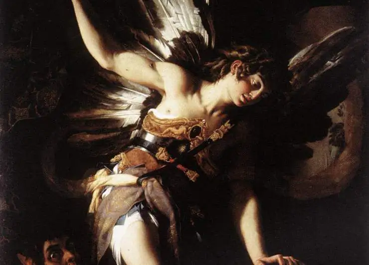 A detail from “Sacred and Profane Love,” 1602, by Giovanni Baglione. Oil on Canvas; 94.5 in by 56.3 inches. National Gallery of Ancient Art, Rome. (Public Domain)