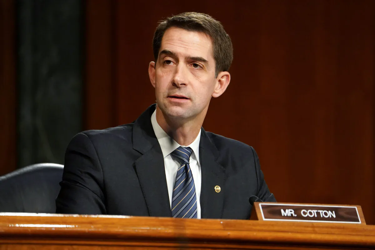 Sen. Tom Cotton at the U.S. Capitol, on Jan. 19, 2021. (Greg Nash/Pool/Getty Images)
