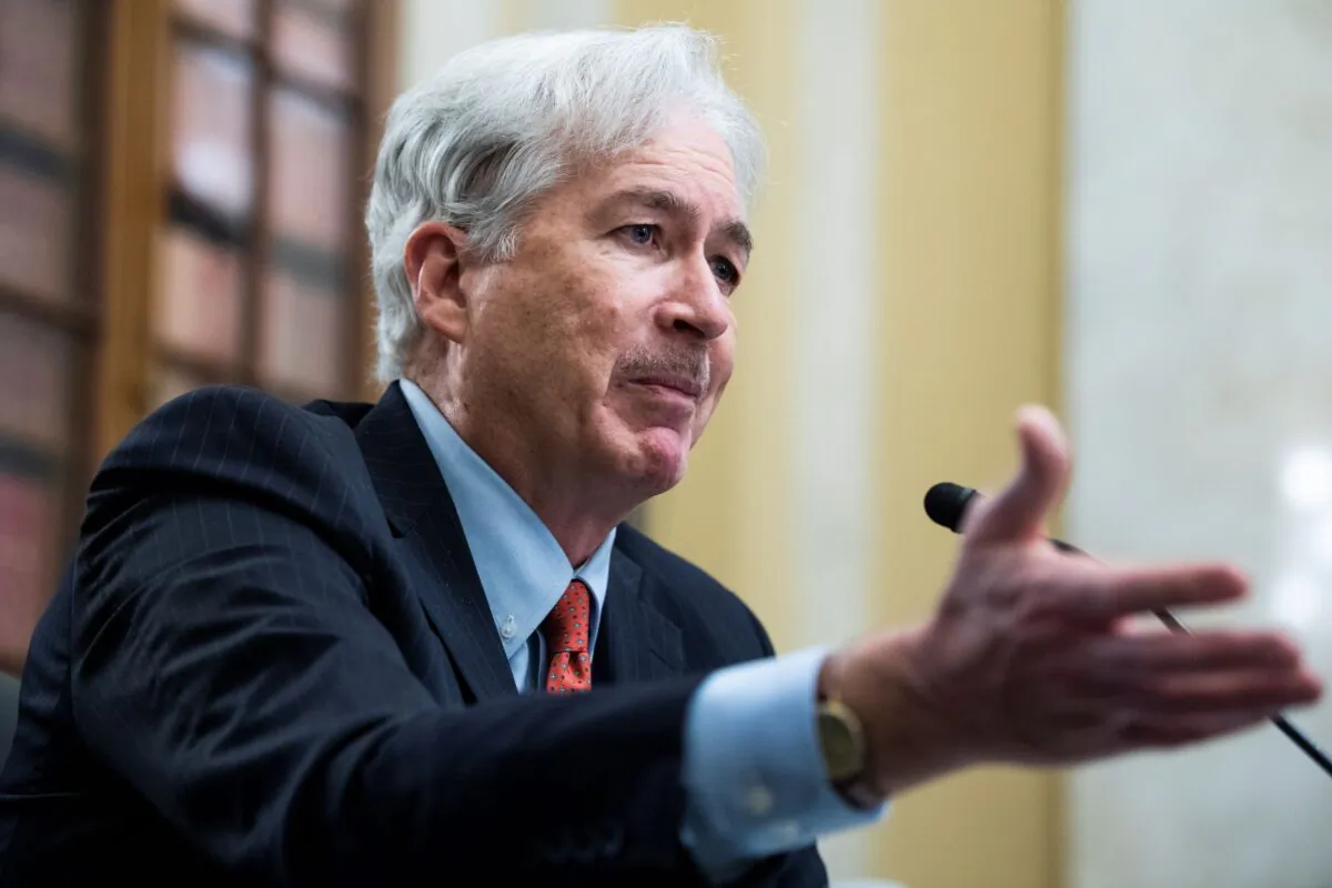 William Burns, then nominee for CIA director, testifies during his confirmation hearing, in Washington, on Feb. 24, 2021. (Tom Williams/Pool via AP)