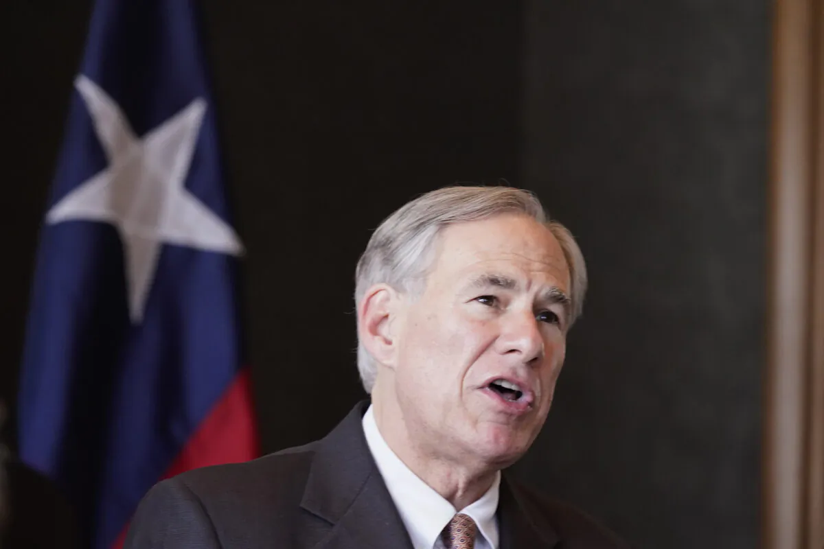 Texas Gov. Greg Abbott speaks during a news conference about migrant children detentions in Dallas, Texas, on March 17, 2021. (LM Otero/AP Photo)