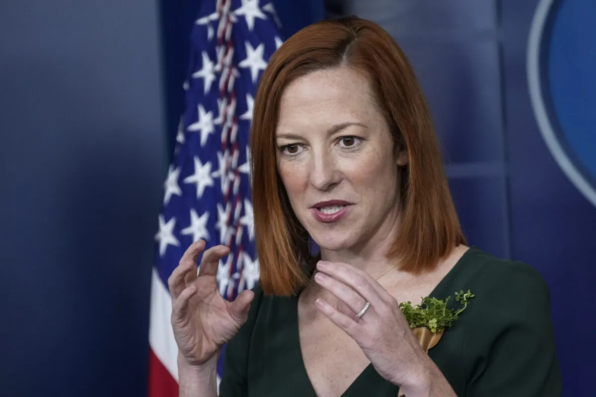White House press secretary Jen Psaki speaks during a briefing at the White House in Washington on March 17, 2021. (Drew Angerer/Getty Images)