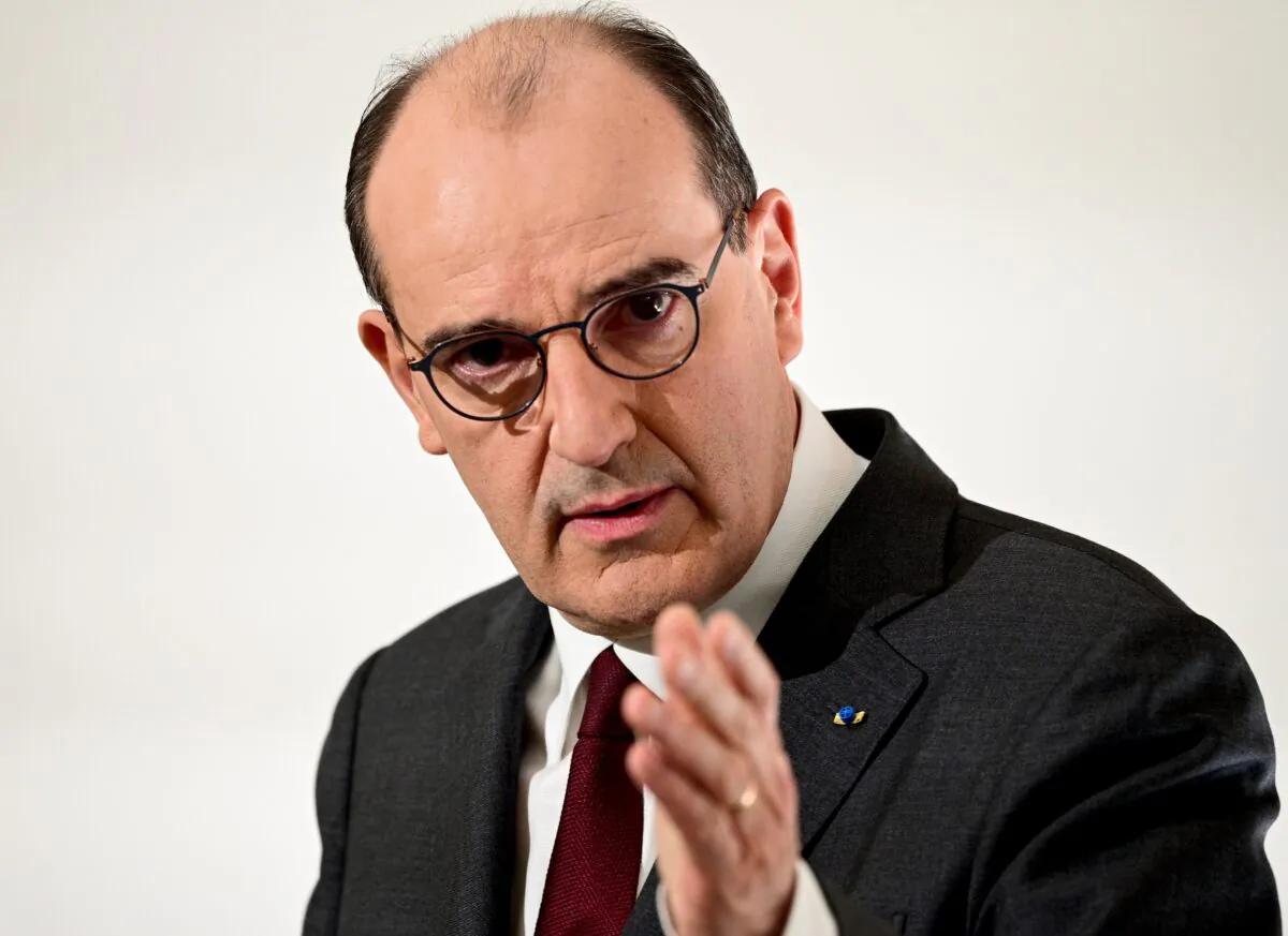 French Prime Minister Jean Castex delivers a news conference on the current French government strategy for the ongoing COVID-19 pandemic, in Paris, France, on March 18, 2021. (Martin Bureau/Pool via Reuters)