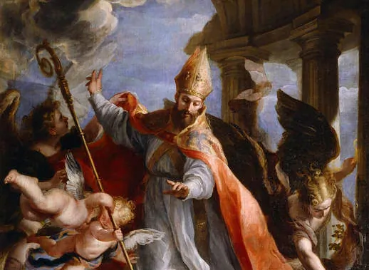The influential Christian theologian believed that some scripture was meant to be interpreted figuratively. A detail from “The Triumph of Saint Augustine,” 1664, by Claudio Coello. Prado Museum. (Public Domain)