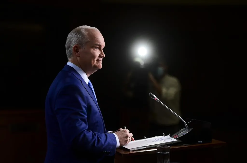 Conservative Party Leader Erin O'Toole holds a press conference on Parliament Hill in Ottawa on March 9, 2021. (The Canadian Press/Sean Kilpatrick)