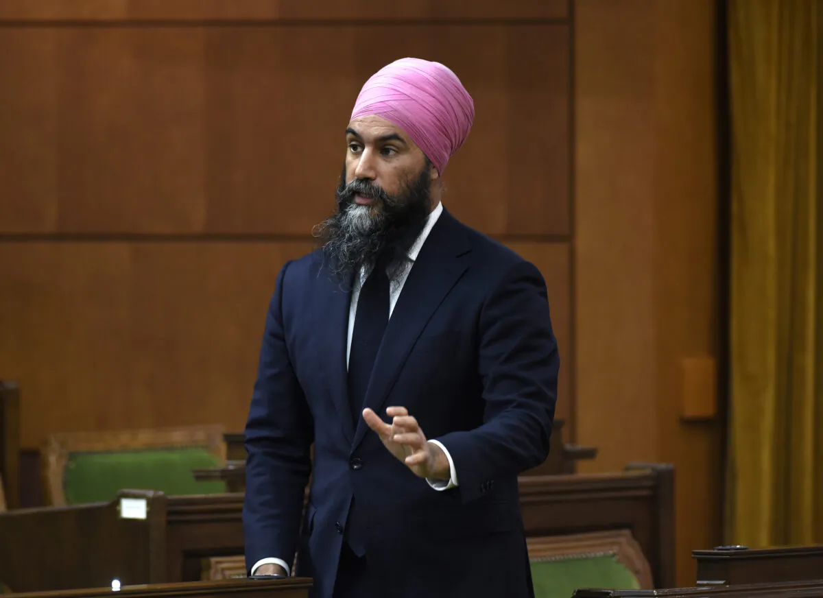 NDP Leader Jagmeet Singh rises during Question Period in the House of Commons on Parliament Hill on Feb. 25, 2021 in Ottawa. (Justin Tang/The Canadian Press)