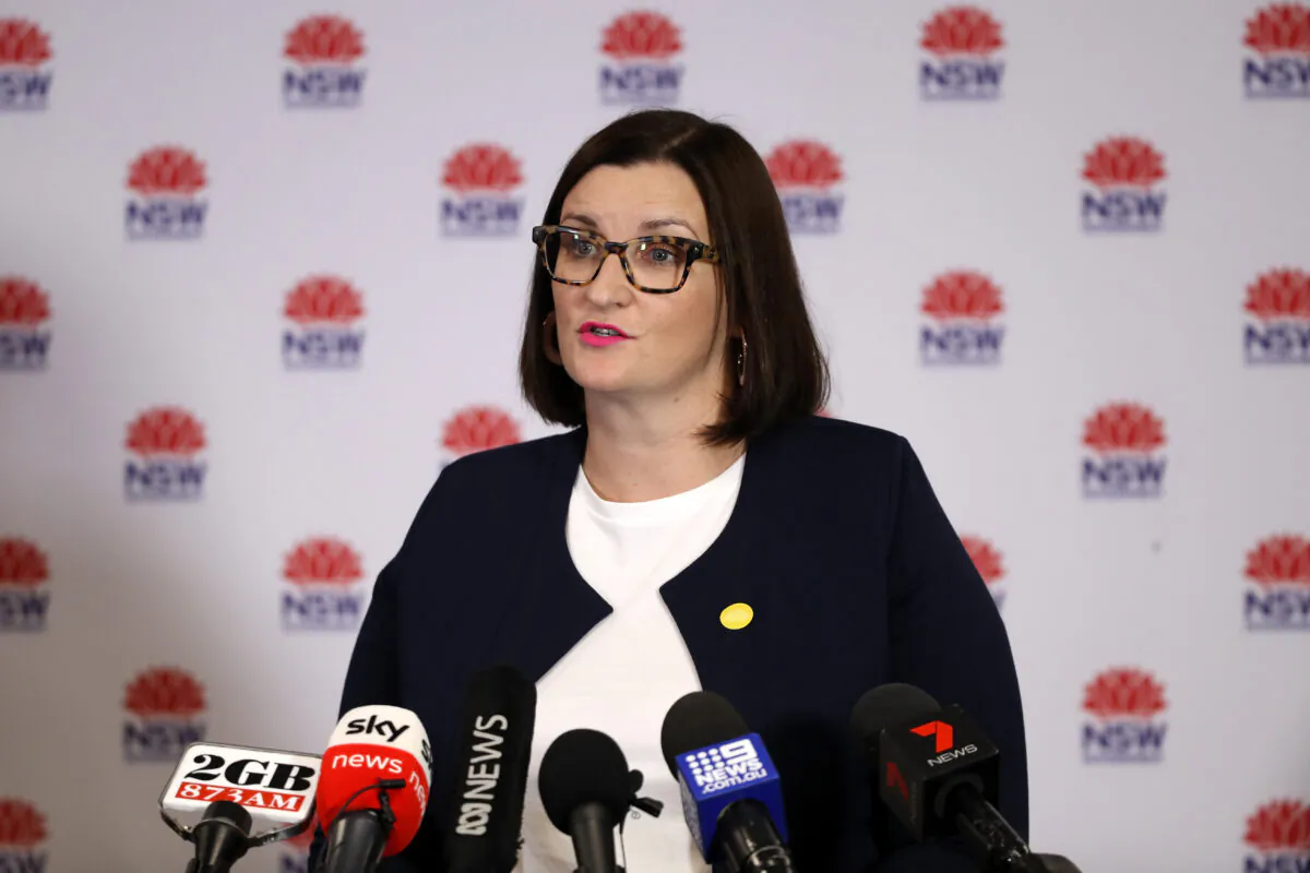Minister for Education and Early Childhood Learning Sarah Mitchell talks to the media at a press conference in Sydney, Australia on May 11, 2020. (Mark Kolbe/Getty Images)
