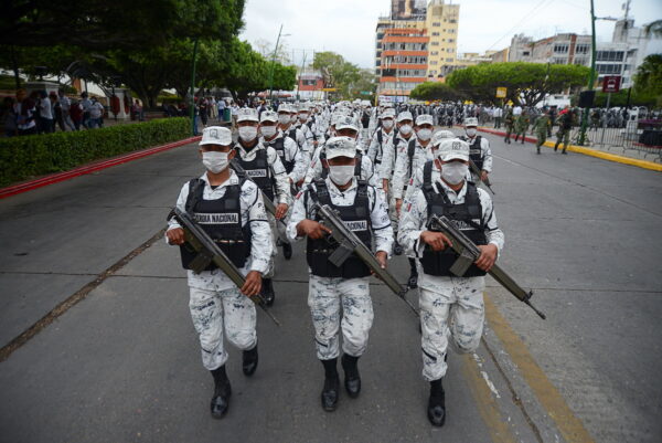 Members of the National Guard march