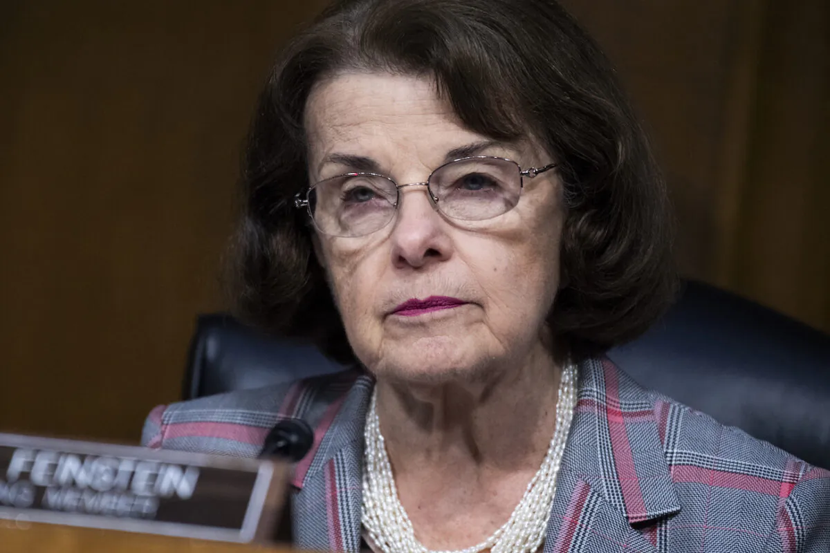 Sen. Dianne Feinstein (D-Calif.) attends a Senate hearing in Dirksen Senate Office Building in Washington, on June 16, 2020. (Tom Williams/CQ Roll Call/POOL)
