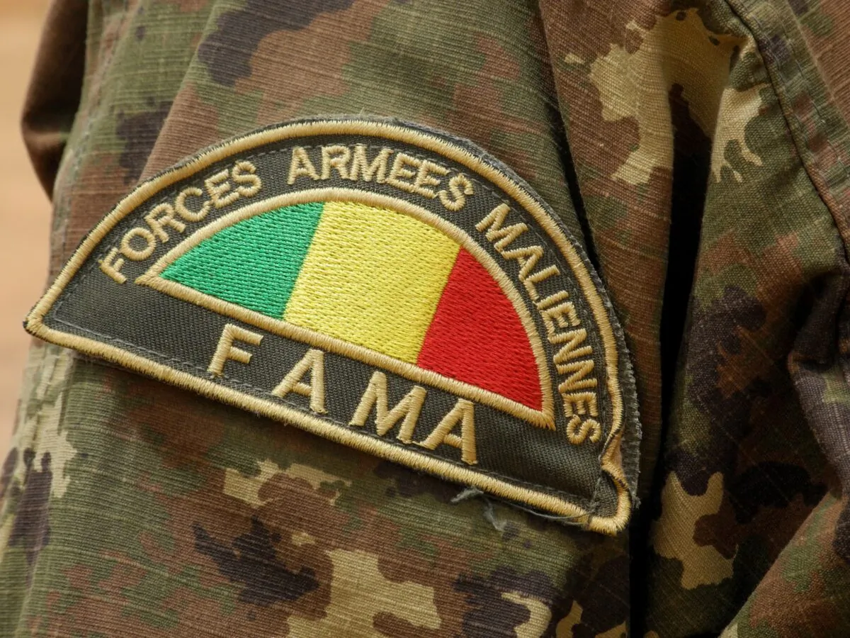 File photo of the badge of a member of the Malian Army. (Agnes Coudurier/AFP via Getty Images)