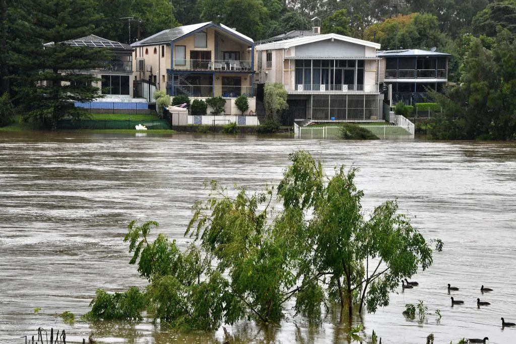 Floodwaters recede in the Nepean river, NSW on March 22, 2021. (Saeed Khan/AFP via Getty Images)