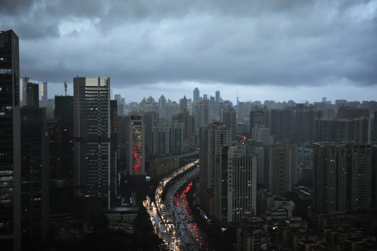 Dark clouds cover the skyline in Guangzhou, China on May 22, 2014. (VCG/VCG via Getty Images)