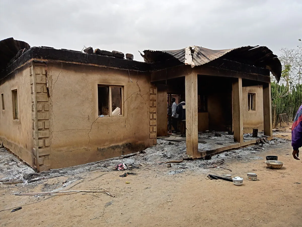 A burned Roman Catholic church in Kizachi, Kaduna state, Nigeria, on March 18, 2021. (Lawrence Zongo)