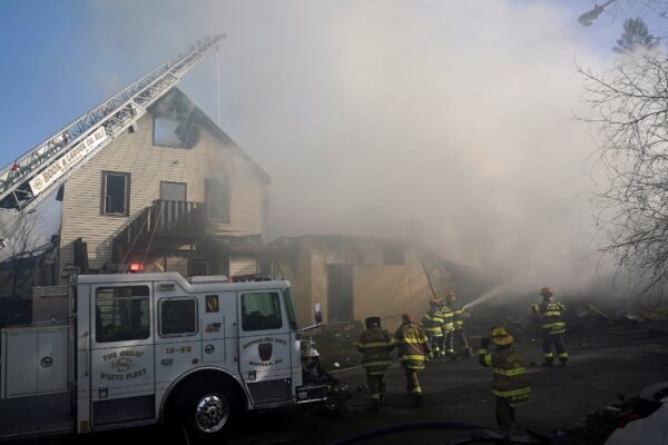 Firefighters work the scenes