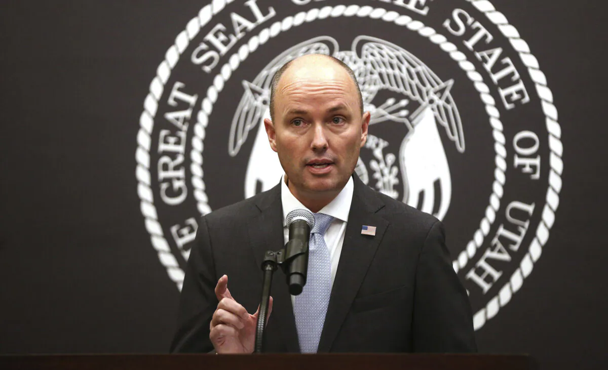 Utah Gov. Spencer J. Cox speaks during a briefing at the Utah State Capitol in Salt Lake City, Utah, on Jan. 8, 2021. (Jeffrey D. Allred/Deseret News via AP)