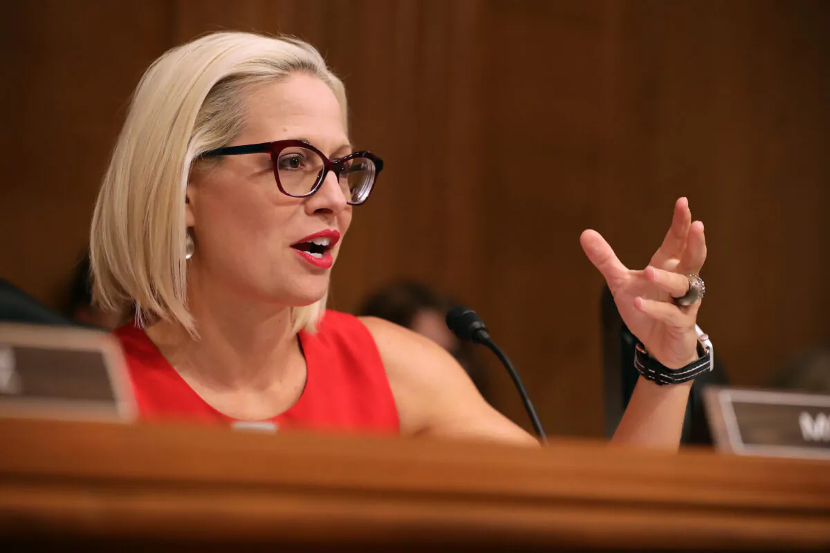Sen. Kyrsten Sinema (D-Ariz.) speaks at a hearing on Capitol Hill, in Washington, on May 14, 2019. (Chip Somodevilla/Getty Images)