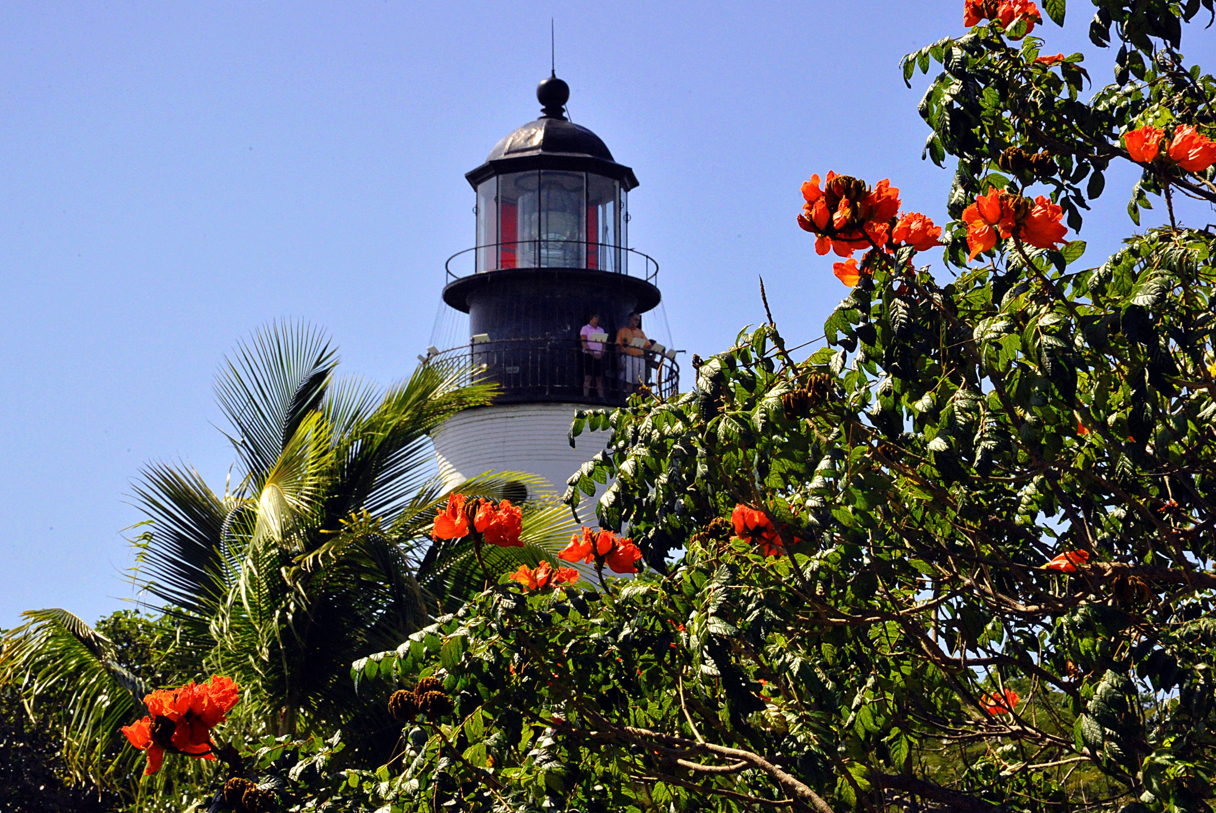 Tourists look out over Key West, Florida