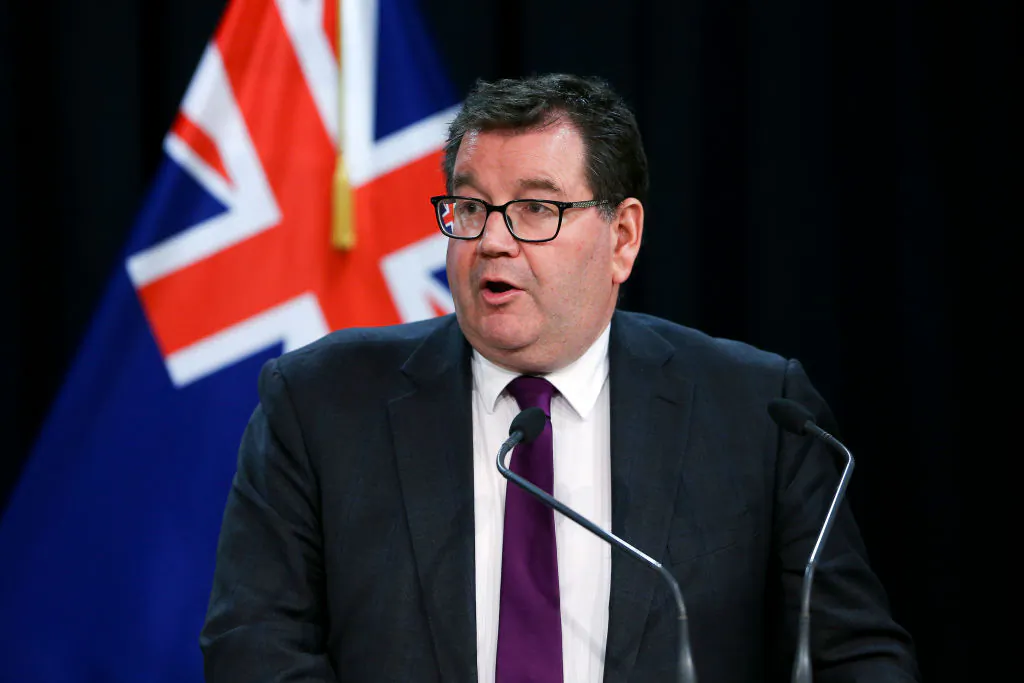 Deputy Prime Minister Grant Robertson speaks to media during a post cabinet press conference at Parliament on November 09, 2020 in Wellington, New Zealand. (Hagen Hopkins/Getty Images)