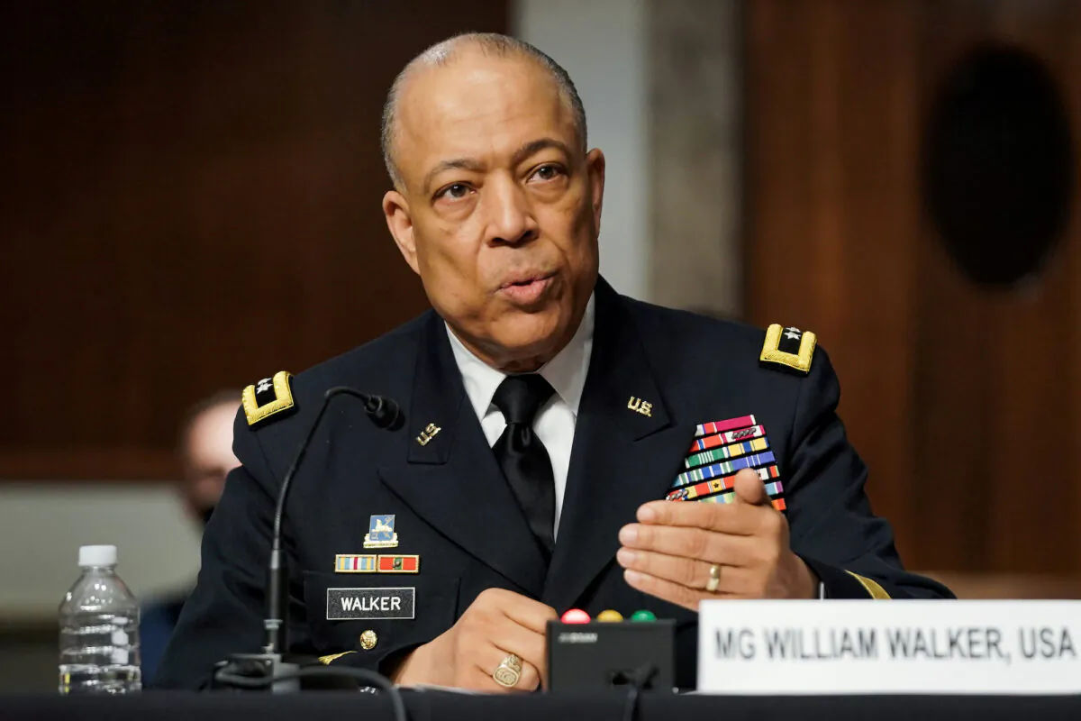 Commanding General District of Columbia National Guard Major General William J. Walker speaks at a hearing on Capitol Hill, in Washington, on March 3, 2021. (Greg Nash/Pool via Reuters)