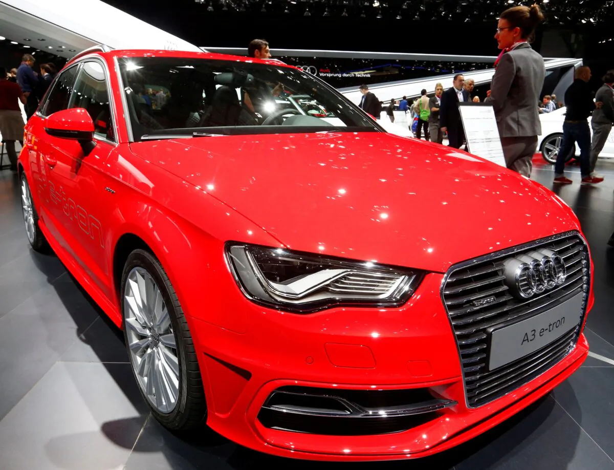 The new Audi A3 E-Tron petrol-electric hybrid car is seen during the second press day ahead of the 85th International Motor Show in Geneva, on March 4, 2015. (Arnd Wiegmann/Reuters)