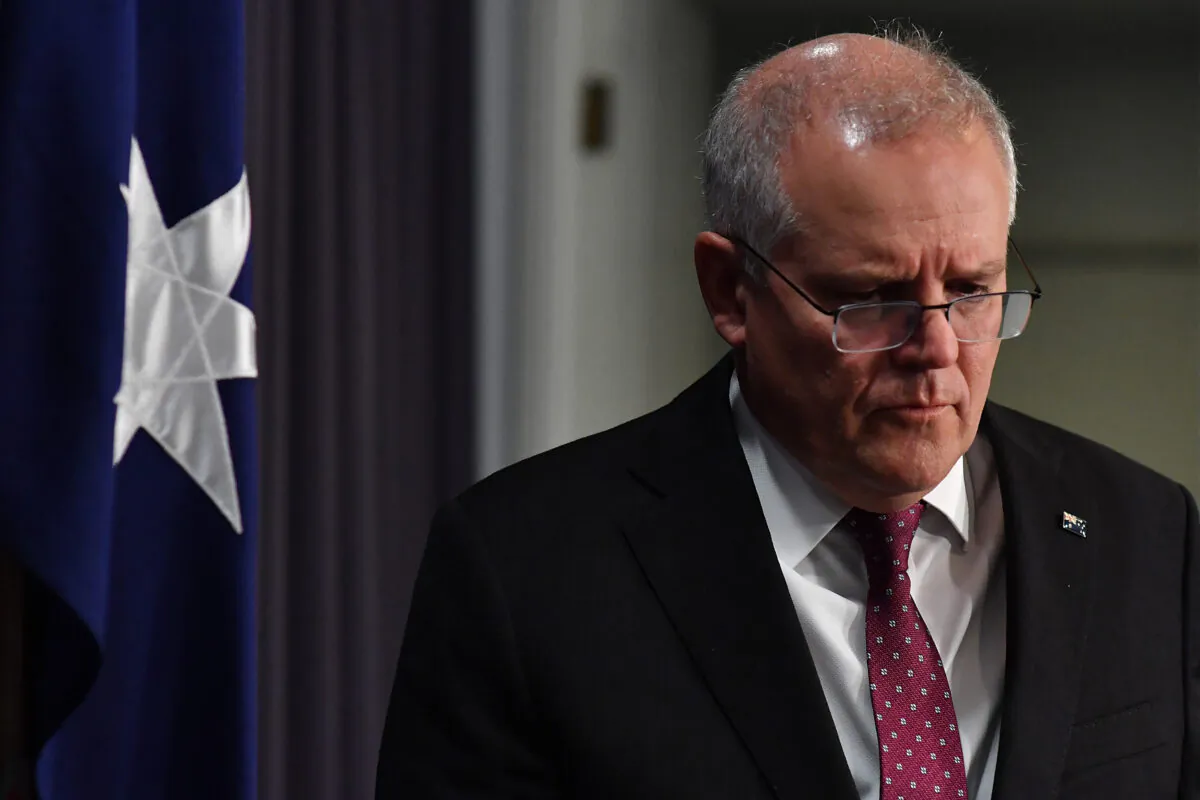 Prime Minister Scott Morrison during a press conference at Parliament House on March 23, 2021 in Canberra, Australia. (Sam Mooy/Getty Images)