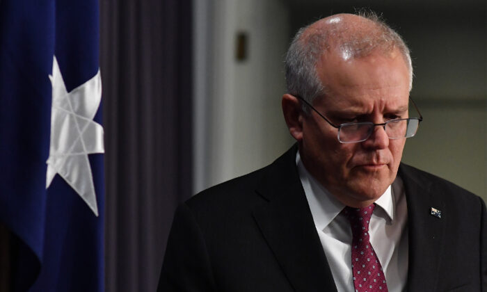 Prime Minister Scott Morrison during a press conference at Parliament House on March 23, 2021 in Canberra, Australia. (Sam Mooy/Getty Images)