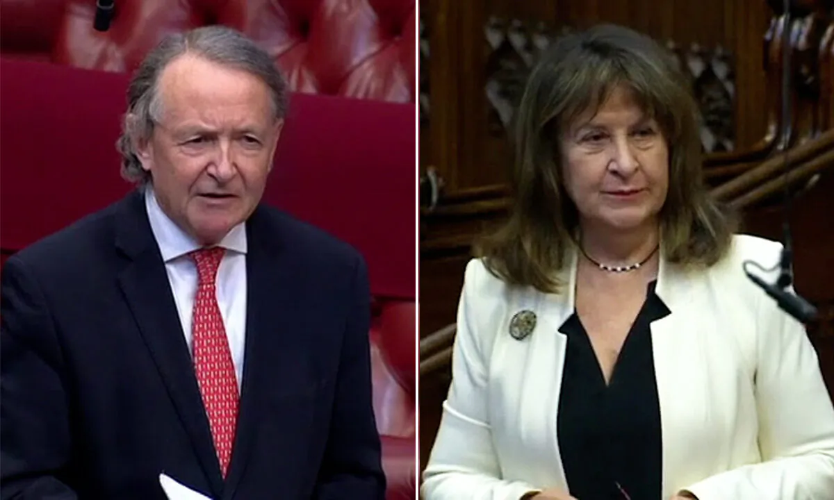 Lord Alton of Liverpool and Baroness Kennedy of The Shaws speak on the genocide amendment in the House of Lords in London on March 23, 2021. (Parliamentlive TV/Screenshot)