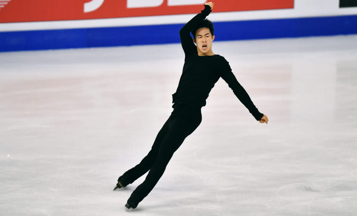 Nathan Chen of the USA performs during the Men Free Skating Program at the Figure Skating World Championships in Stockholm, Sweden, on March 27, 2021. (Martin Meissner/AP Photo)