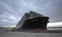Container Ship Stuck in Suez Canal Partially Refloated
