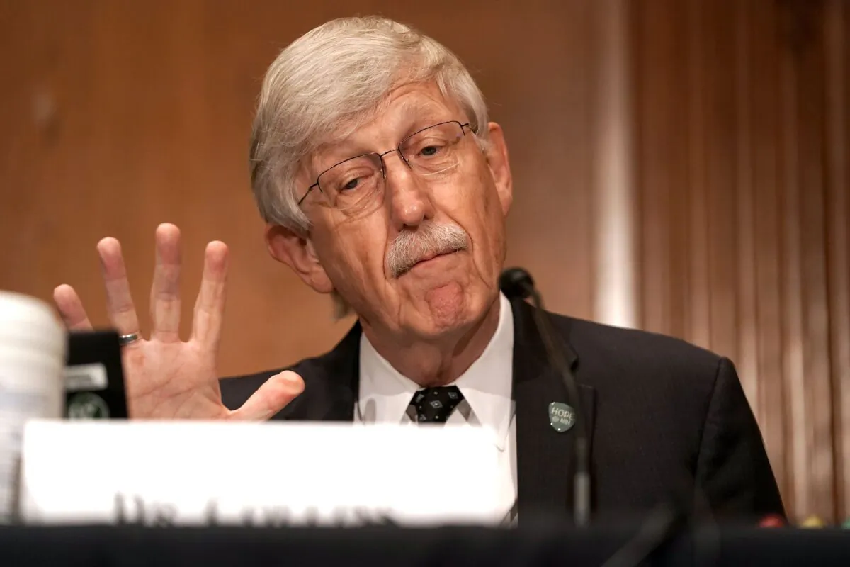 Dr. Francis Collins, director of the National Institutes of Health, testifies during the Senate Health, Education, Labor and Pensions Committee hearing in Washington on Sept. 9, 2020. (Greg Nash/POOL/AFP via Getty Images)