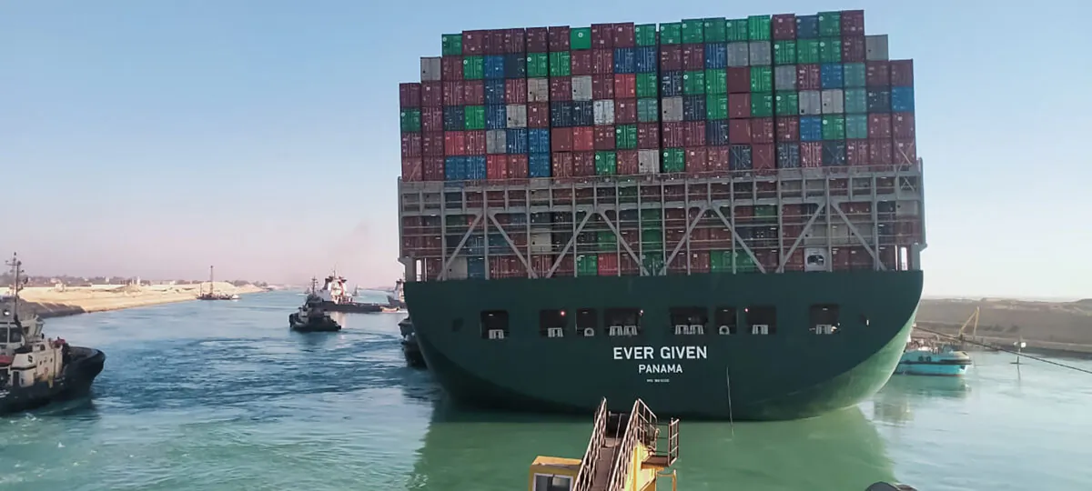 The Panama-flagged MV 'Ever Given' container ship begins to move in the Suez Canal, on March 29, 2021. (AFP via Getty Images)