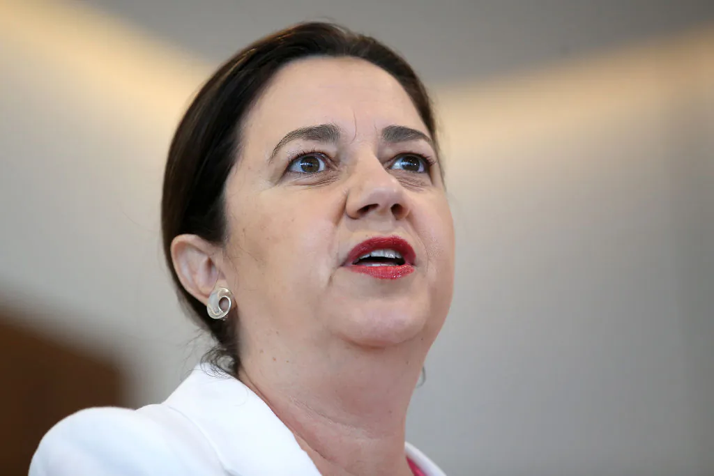 Queensland Premier Annastacia Palaszczuk speaks at a press conference on March 15, 2021 in Brisbane, Australia.  (Jono Searle/Getty Images)
