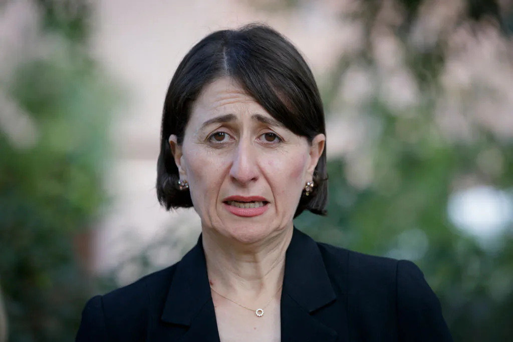 New South Wales Premier Gladys Berejiklian speaks at a press conference before receiving the AstraZeneca vaccine at at St George Hospital in Kogarah on March 10, 2021 in Sydney, Australia. (Brook Mitchell/Getty Images)