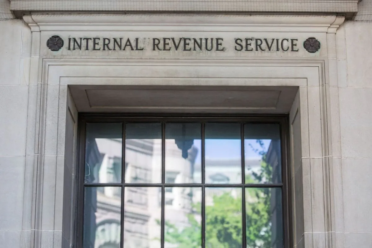 The Internal Revenue Service building in Washington, D.C., on April 15, 2019. (Zach Gibson/Getty Images)