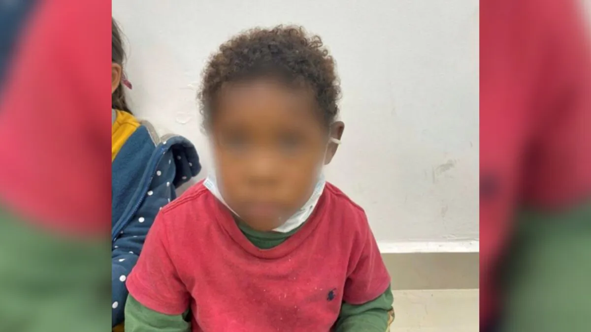 A 4-year-old Honduran child is pictured after being rescued by agents of the National Migration Institute and members of the National Guard near the Rio Bravo, in the border city of Reynosa, Mexico, on March 30, 2021. (Mexico's National Migration Institute/Handout via Reuters)