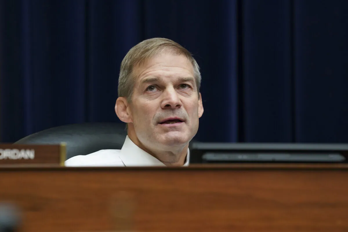 Rep. Jim Jordan (R-Ohio) listens during a House Select Subcommittee on the Coronavirus Crisis hearing in Washington on Sept. 23, 2020. (Stefani Reynolds-Pool/Getty Images)