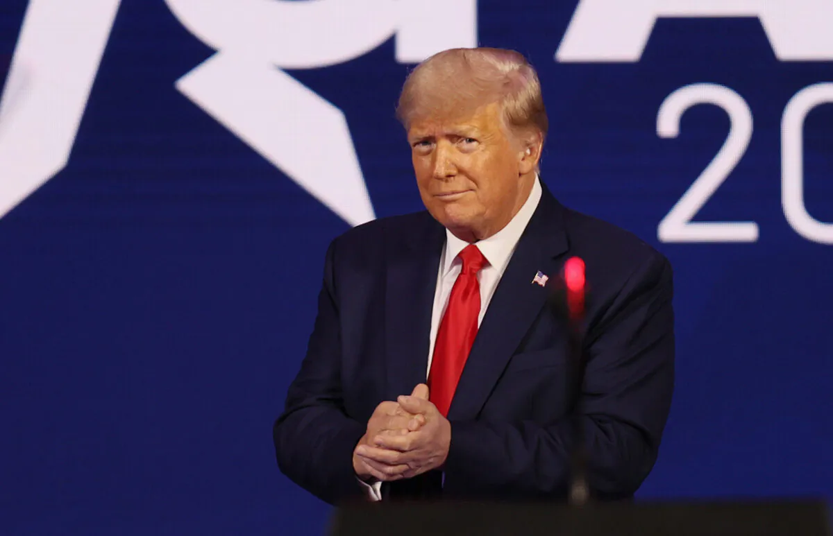 Former President Donald Trump addresses the Conservative Political Action Conference held in the Hyatt Regency in Orlando, Fla., on Feb. 28, 2021. (Joe Raedle/Getty Images)