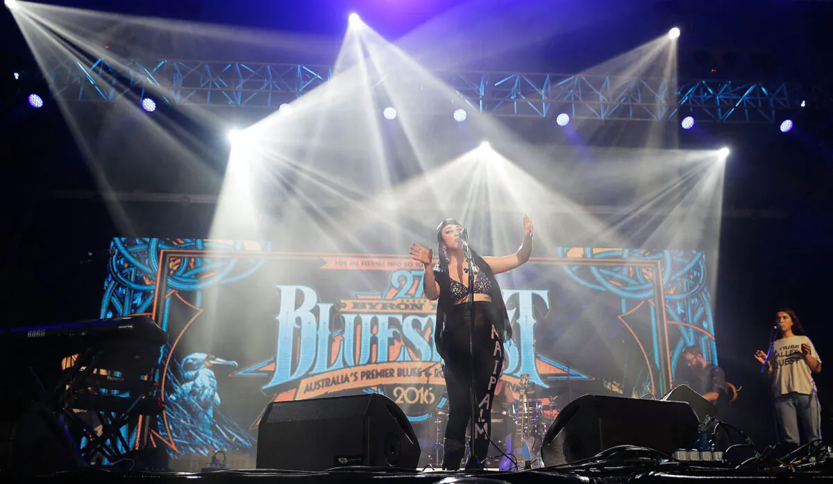 Nai Palm From Hiatus Kaiyote performs live for fans at the 2016 Byron Bay Bluesfest in Byron Bay, Australia on March 24, 2016. (Mark Metcalfe/Getty Images)