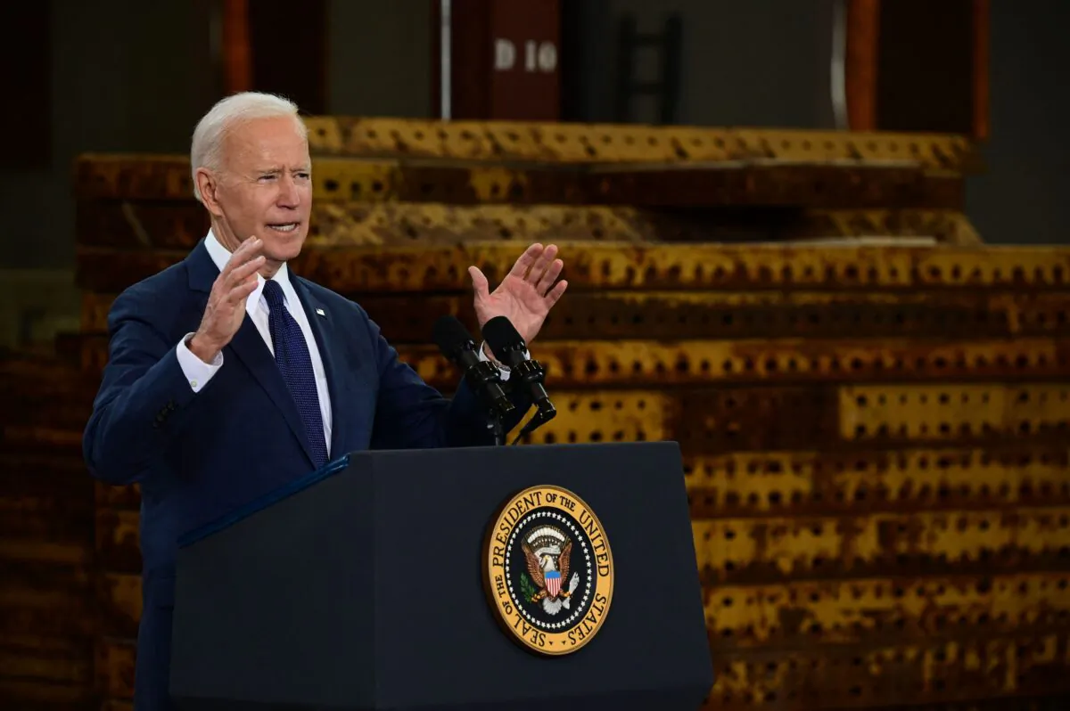 President Joe Biden speaks in Pittsburgh,  on March 31, 2021. (Jim Watson/AFP via Getty Images)