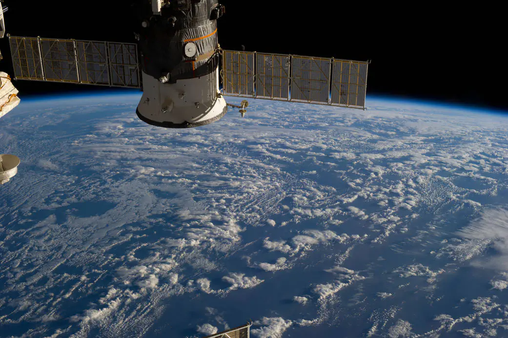 International Space Station backdropped by the ocean between Antarctica and Australia on Jun. 3, 2013. (NASA)