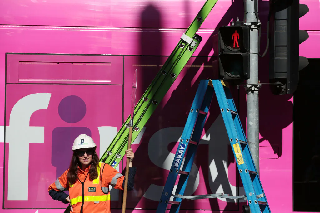 Female traffic light signals being installed at the intersection of Swanston and Flinders streets in Melbourne, Australia on March 7, 2017. (Stefan Postles/Getty Images)