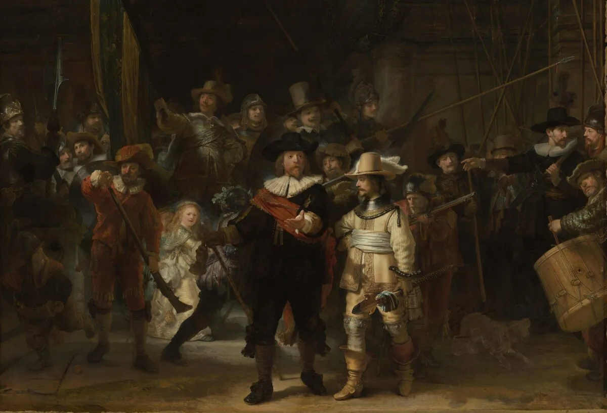 A detail from “The Nightwatch,” or “Militia Company of District II under the Command of Captain Frans Banninck Cocq,” 1642, by Rembrandt van Rijn. Oil on canvas; 12.4 feet high by 14.8 feet long. Rijksmuseum, Amsterdam. (Public Domain)