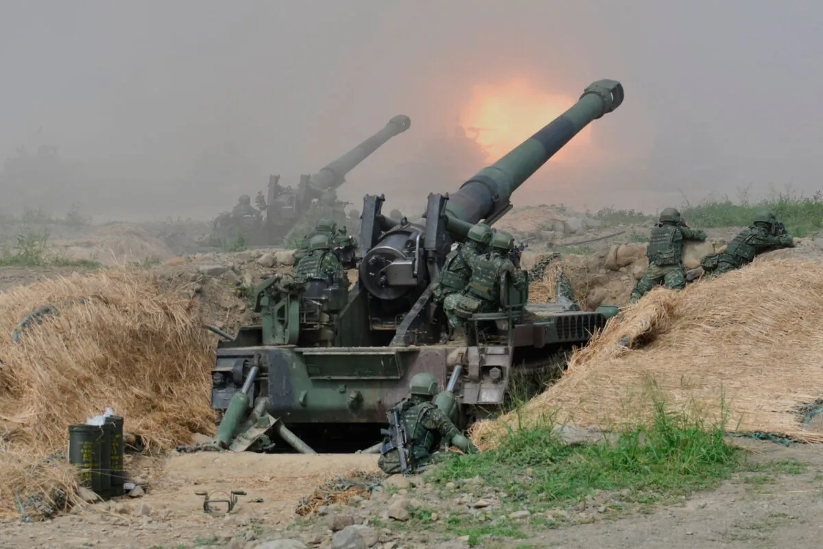 Two 8-inch self-propelled artillery guns are fired during the 35th "Han Kuang" military drill in southern Taiwan's Pingtung county on May 30, 2019. (Sam Yeh/AFP via Getty Images)
